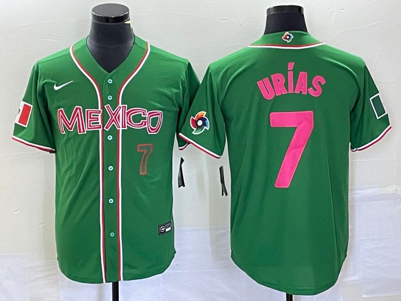 Men 2023 World Cub Mexico #7 Urias Green pink Nike MLB Jersey7->more jerseys->MLB Jersey